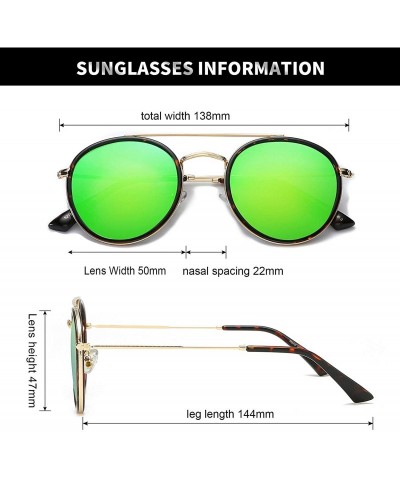 Aviator Small Round Double Bridge Sunglasses For Women Men Polarized 100% UV Protection - C918XT56ZR3 $13.37