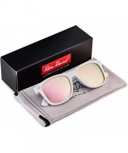 Rectangular Classic Polarized Sunglasses - Matte White - Revo Rose Gold - C9196R42MAC $11.26