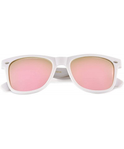 Rectangular Classic Polarized Sunglasses - Matte White - Revo Rose Gold - C9196R42MAC $11.26