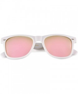 Rectangular Classic Polarized Sunglasses - Matte White - Revo Rose Gold - C9196R42MAC $11.26