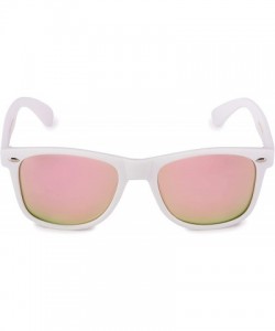 Rectangular Classic Polarized Sunglasses - Matte White - Revo Rose Gold - C9196R42MAC $11.26