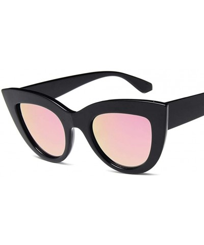 Cat Eye Women Cat Eye Sunglasses Retro Mirror Lens Sun Glasses Ladies Colorful Glasses UV400 - Black Pink - CB199QDEQQ9 $7.62