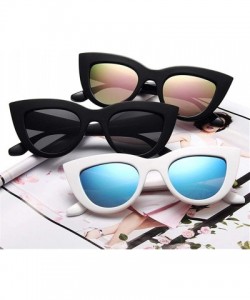 Cat Eye Women Cat Eye Sunglasses Retro Mirror Lens Sun Glasses Ladies Colorful Glasses UV400 - Black Pink - CB199QDEQQ9 $7.62