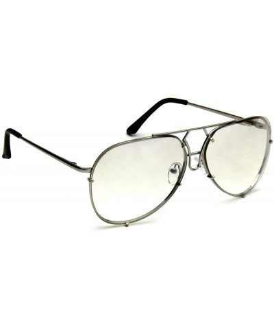 Aviator Aviator Oversized Large Clear Lens Twirl Eyeglasses Metal Women Men Sunglasses - Medium Silver + Smoked Lens - CV18EN...