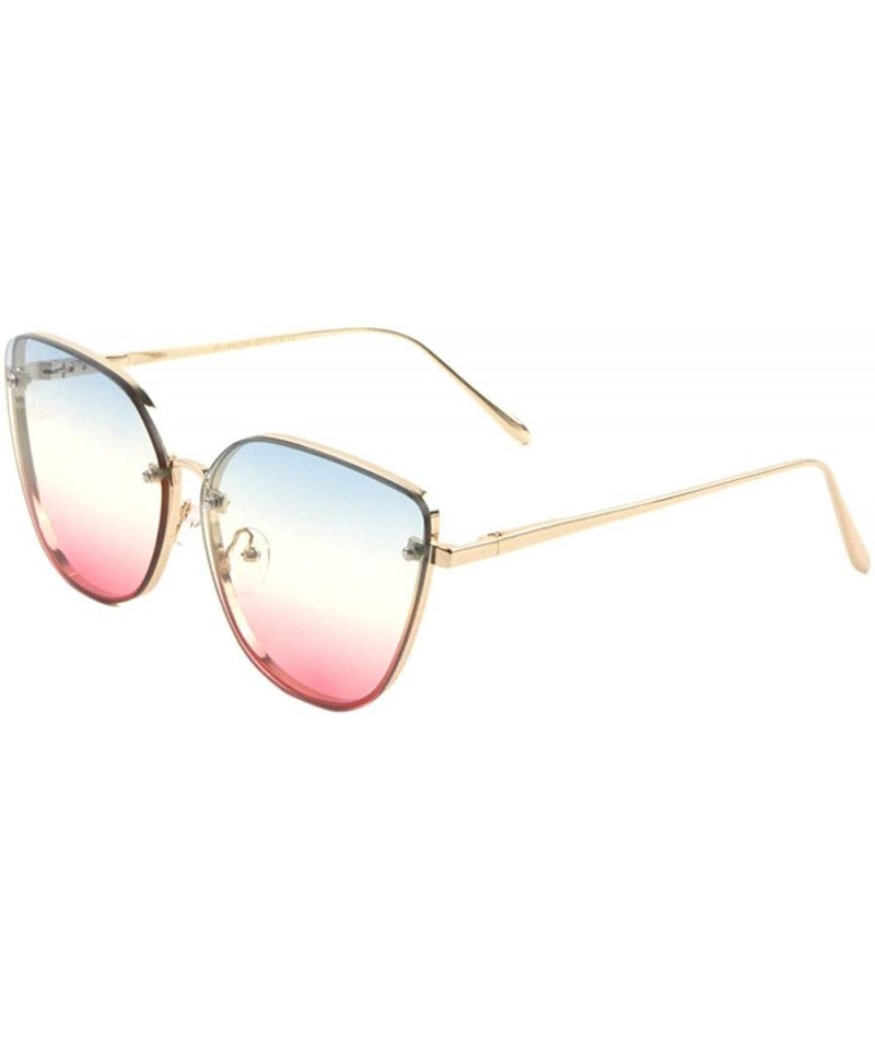 Aviator Triple Oceanic Color Cat Eye Aviator Sunglasses - Blue Pink - CJ190ET72IK $13.25