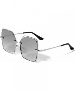 Butterfly Geometric Flat Lens Floating Frame Sunglasses - Silver - CB1972XIG3C $10.55