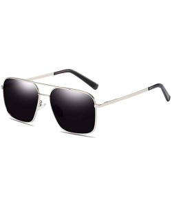 Aviator Men's Metal Polarizing Sunglasses Classic European and American Square Driving Sunglasses - A - CA18Q7C92WI $35.04