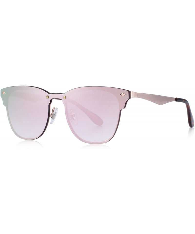 Wayfarer Men/Women Classic Retro Rivet Sunglasses 100% UV Protection S8208 - Pink Mirror - CG18C3OS60H $15.16