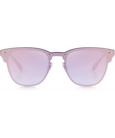 Wayfarer Men/Women Classic Retro Rivet Sunglasses 100% UV Protection S8208 - Pink Mirror - CG18C3OS60H $15.16