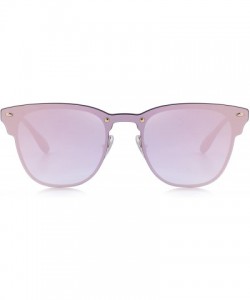 Wayfarer Men/Women Classic Retro Rivet Sunglasses 100% UV Protection S8208 - Pink Mirror - CG18C3OS60H $15.16
