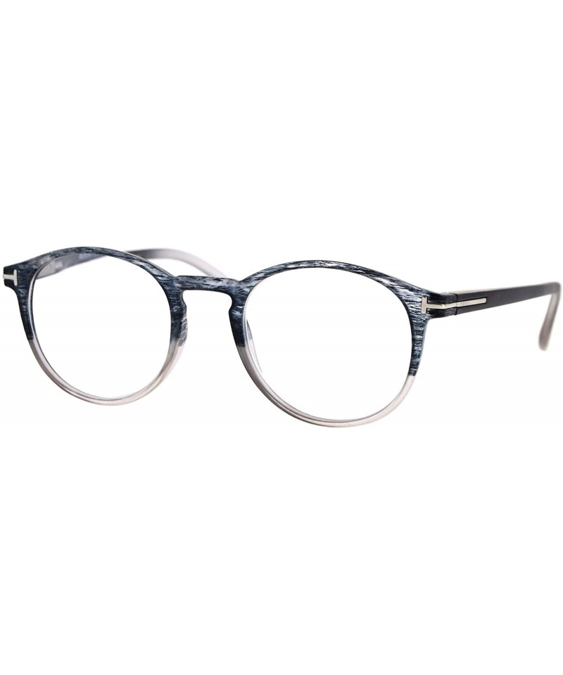 Round Magnified Reading Glasses Round Keyhole Fashion Frame Spring Hinge - Gray - CJ186AZE254 $9.04