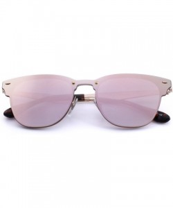 Wayfarer Men/Women Classic Retro Rivet Sunglasses 100% UV Protection S8208 - Pink Mirror - CG18C3OS60H $15.16