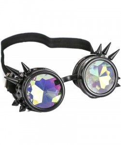 Goggle Kaleidoscopic Spike Steampunk Goggles Sunglasses Cosplay Aviator Cyber Gothic - Black - CF182GN6AC5 $8.32