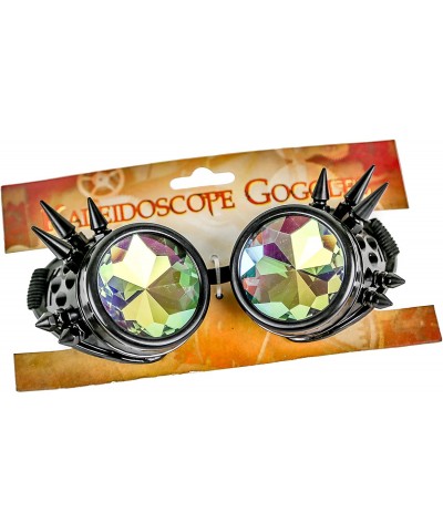 Goggle Kaleidoscopic Spike Steampunk Goggles Sunglasses Cosplay Aviator Cyber Gothic - Black - CF182GN6AC5 $8.32