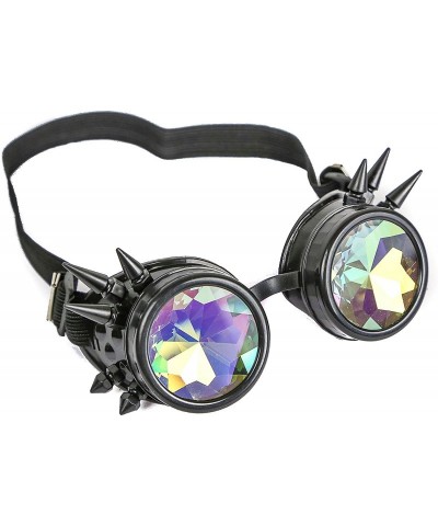 Goggle Kaleidoscopic Spike Steampunk Goggles Sunglasses Cosplay Aviator Cyber Gothic - Black - CF182GN6AC5 $8.32