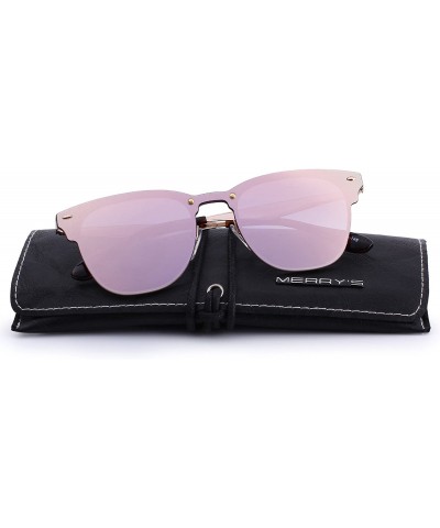 Wayfarer Men/Women Classic Retro Rivet Sunglasses 100% UV Protection S8208 - Pink Mirror - CG18C3OS60H $15.16