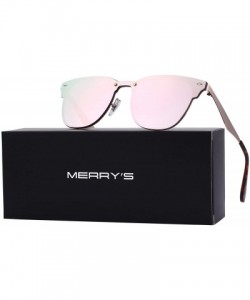 Wayfarer Men/Women Classic Retro Rivet Sunglasses 100% UV Protection S8208 - Pink Mirror - CG18C3OS60H $15.16