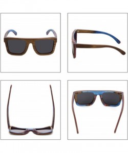 Wayfarer Mens Sunglasses Polarized Skateboard Wood Eyewear for Women UV Protection with Case - Coffee Frame/Gray Lens - CQ184...