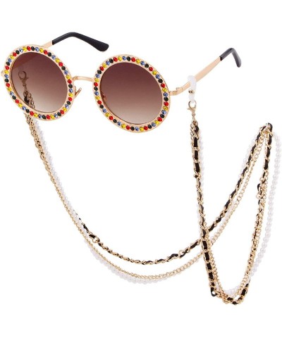 Oversized Round Sunglasses for Women Oversized Rhinestone Circle Glasses FESTIVAL - C818X8KSEHR $19.25