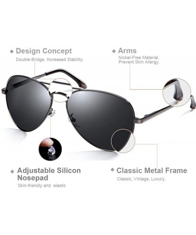 Aviator Sunglasses Men Polarized Brand Classic Metal Pilot Glasses For Women Brown - Brown - C518YQUHTXG $14.84