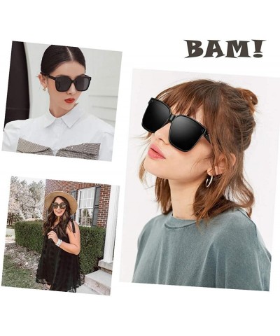 Round Polarized Women Oversized Sunglasses Square Horn Rimmed Stylish Shades with Flat Lens - Clear Brown - CN1992LSLLI $12.67