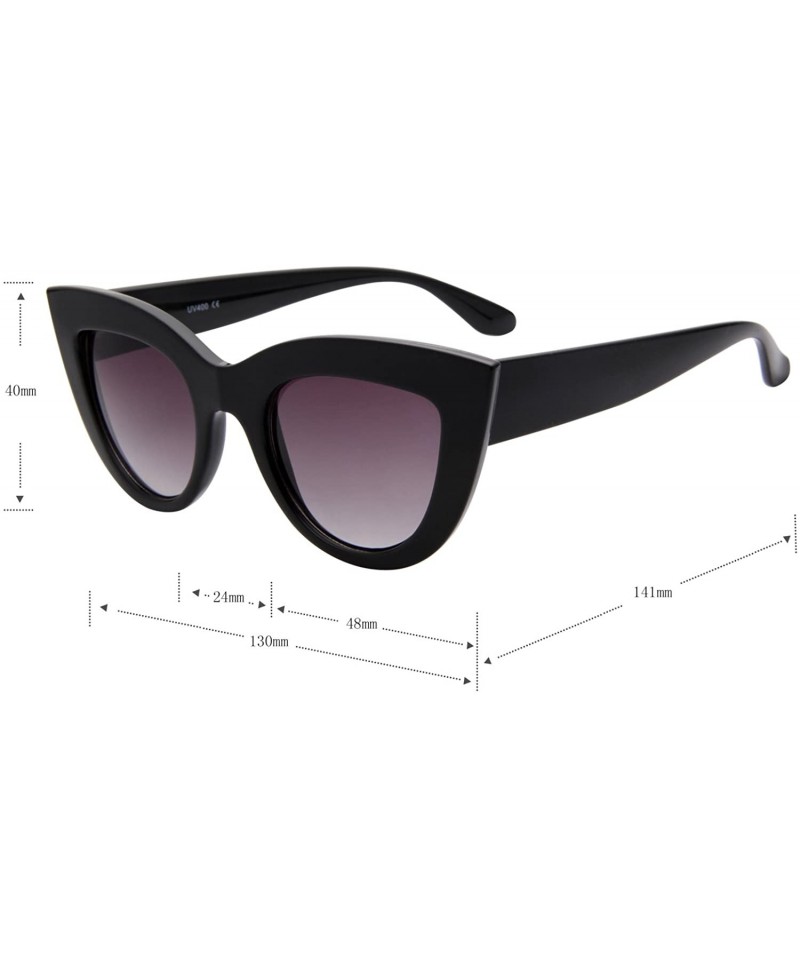 Retro Cat Eye Women Sunglasses Fashion Thick Frame Flash mirroreded ...