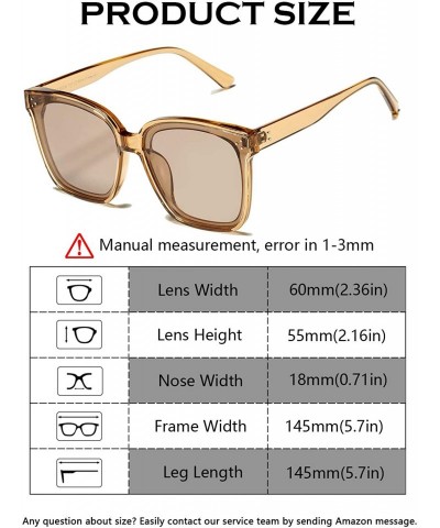 Round Polarized Women Oversized Sunglasses Square Horn Rimmed Stylish Shades with Flat Lens - Clear Brown - CN1992LSLLI $12.67