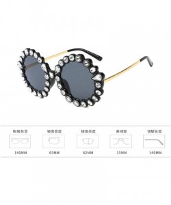 Round Oversize Sunglasses Fashion Crystal Glasses - Black - CP18QGI8AHQ $13.64