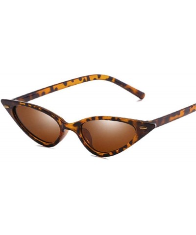 Aviator Women Vintage Cat Eye Sunglasses Brand Designer Triangle Ladies Retro Leopard - Purple - CT18YLY2S0N $10.47