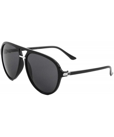 Aviator Flat Top & Lens Straight Bridge Thin Temple Modern Rounded Aviator Sunglasses - Black - CD190ETMGGS $32.45