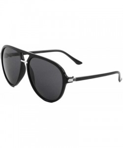 Aviator Flat Top & Lens Straight Bridge Thin Temple Modern Rounded Aviator Sunglasses - Black - CD190ETMGGS $16.59