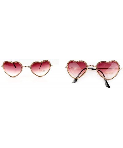 Round 2019 trend round face love heart photo frame color lens female diamond love shape sunglasses UV400 - Red - C318W6EN3UN ...