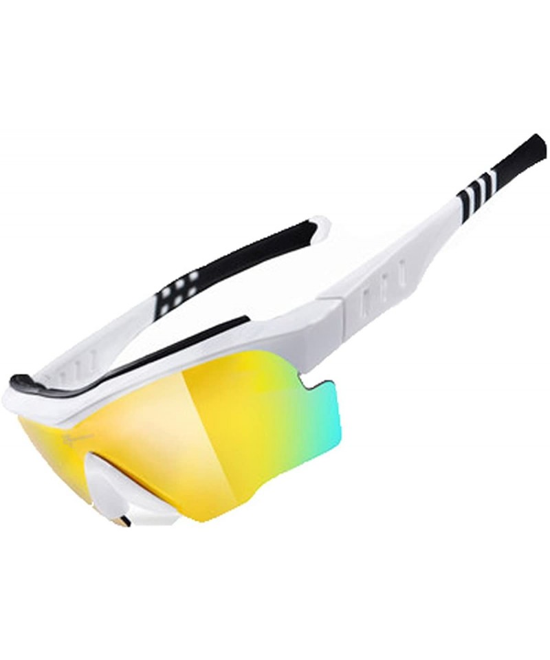 Sport Polarized Sunglasses Interchangeable Cycling Baseball - White - CD184KCCKD2 $40.92