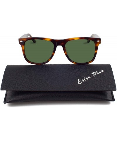 Oversized Polarized Sunglasses for unisex adult Vintage Retro Round Mirrored Lens - Green - CA192XZW666 $23.04
