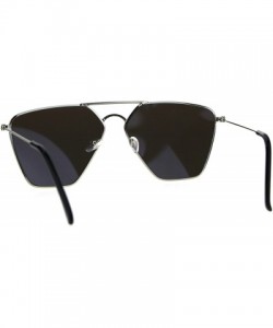 Oval Angular Squared Flat Top Pilots Color Mirror Metal Sunglasses - Silver Blue - CS186C2LT0L $10.53