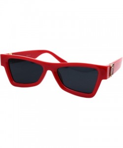 Rectangular Womens Designer Style Sunglasses Thick Triangular Frame Modern Shades - Red (Black) - CG18X90XLWQ $10.81