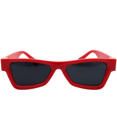 Rectangular Womens Designer Style Sunglasses Thick Triangular Frame Modern Shades - Red (Black) - CG18X90XLWQ $10.81