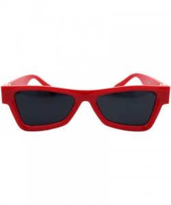 Rectangular Womens Designer Style Sunglasses Thick Triangular Frame Modern Shades - Red (Black) - CG18X90XLWQ $10.81