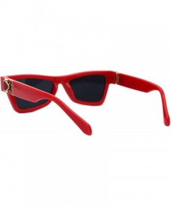 Rectangular Womens Designer Style Sunglasses Thick Triangular Frame Modern Shades - Red (Black) - CG18X90XLWQ $10.81