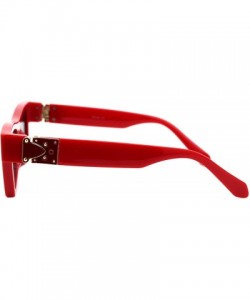 Rectangular Womens Designer Style Sunglasses Thick Triangular Frame Modern Shades - Red (Black) - CG18X90XLWQ $10.81