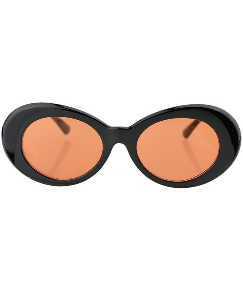 Oval Candy Color UV400 Retro Hip Hop Oval Sunglasses for Fancy Women with Sunglasses Case - Black Brown - C218D0EI3ZI $11.73