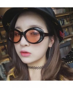 Oval Candy Color UV400 Retro Hip Hop Oval Sunglasses for Fancy Women with Sunglasses Case - Black Brown - C218D0EI3ZI $11.73