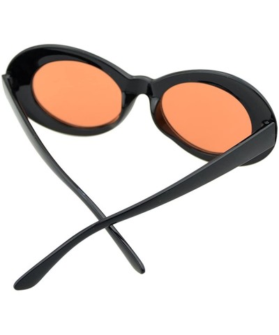 Oval Candy Color UV400 Retro Hip Hop Oval Sunglasses for Fancy Women with Sunglasses Case - Black Brown - C218D0EI3ZI $11.73