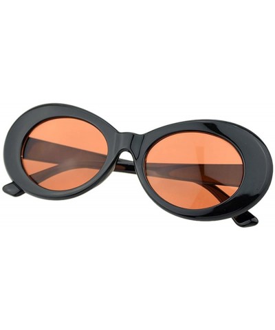 Oval Candy Color UV400 Retro Hip Hop Oval Sunglasses for Fancy Women with Sunglasses Case - Black Brown - C218D0EI3ZI $11.73