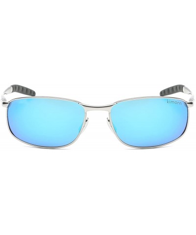 Rectangular Polarized Sunglasses Unisex Rectangle Alloy Frame Fishing Sun Glasses K0535 - Silver&blue - CI1800HI4MO $11.84