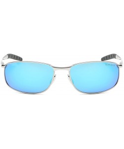 Rectangular Polarized Sunglasses Unisex Rectangle Alloy Frame Fishing Sun Glasses K0535 - Silver&blue - CI1800HI4MO $11.84