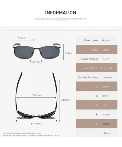 Rectangular Polarized Sunglasses Unisex Rectangle Alloy Frame Fishing Sun Glasses K0535 - Silver&blue - CI1800HI4MO $11.84