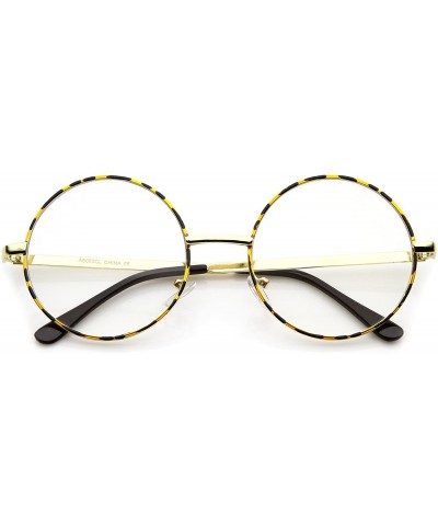 Round Retro Lennon Style Mid Size Metal Frame Clear Lens Round Glasses 51mm - Tortoise-gold / Clear - CM12NEQLLNP $21.24