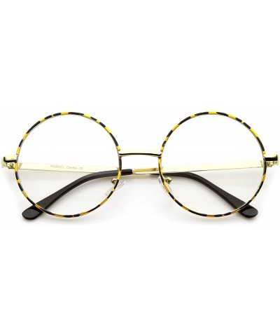 Round Retro Lennon Style Mid Size Metal Frame Clear Lens Round Glasses 51mm - Tortoise-gold / Clear - CM12NEQLLNP $11.58