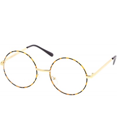 Round Retro Lennon Style Mid Size Metal Frame Clear Lens Round Glasses 51mm - Tortoise-gold / Clear - CM12NEQLLNP $11.58